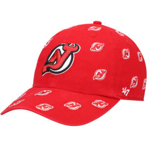 Women's '47 Red New Jersey Devils Confetti Clean Up Logo Adjustable Hat
